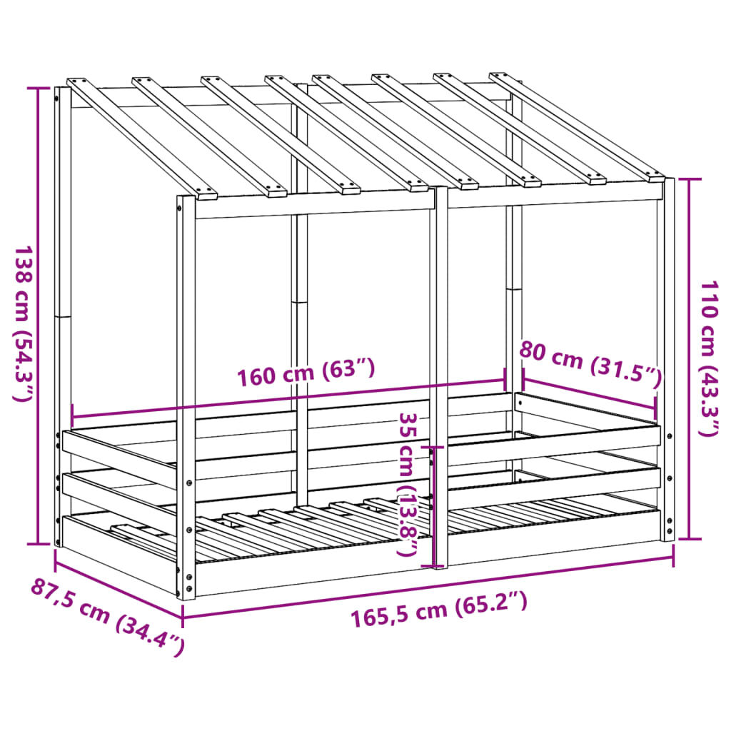 vidaXL Lit pour enfants sans matelas 80x160 cm bois massif de pin