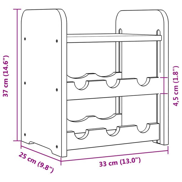 vidaXL Casier à vin avec panneau supérieur 33x25x37 cm bois pin massif
