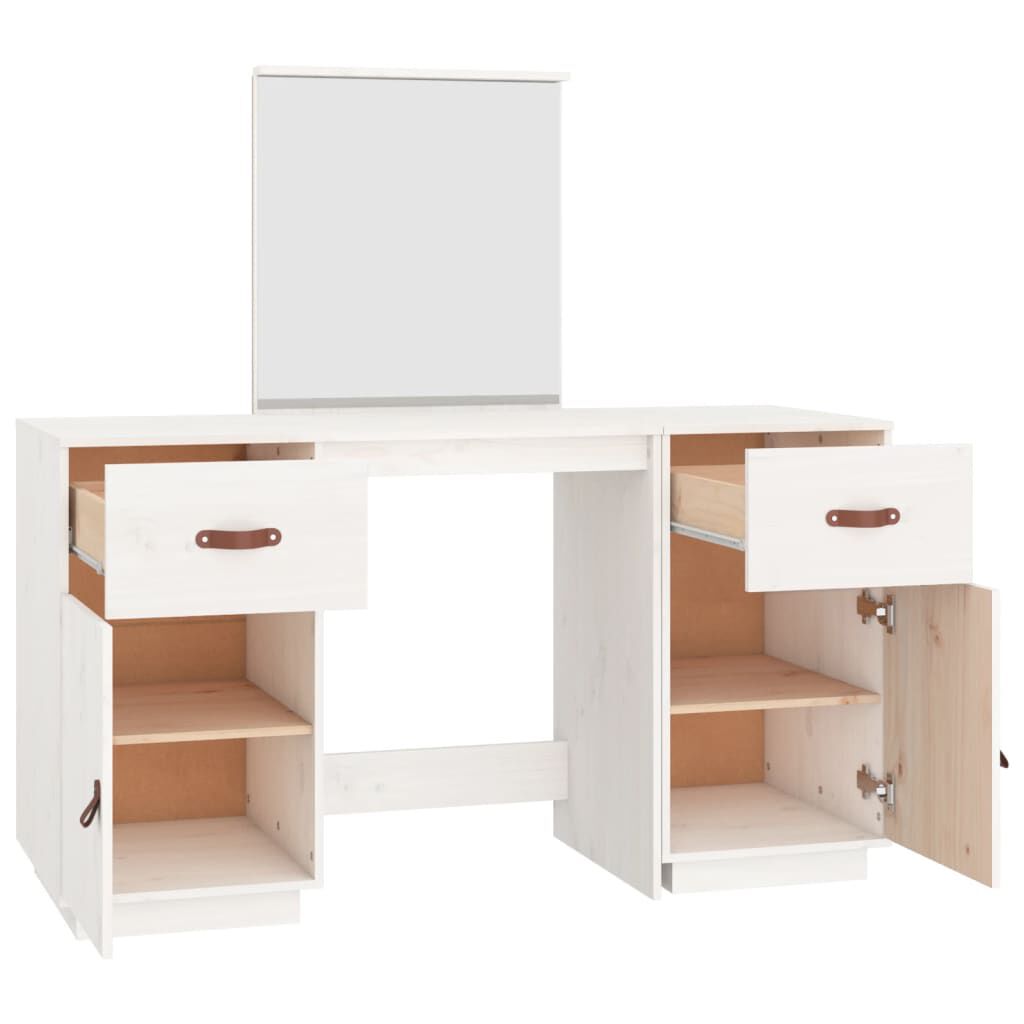 vidaXL Ensemble de coiffeuse avec miroir Blanc Bois de pin solide