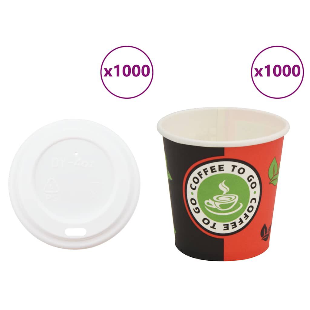 vidaXL Tasses à café en papier avec couvercles 1000 pcs 4oz 120ml