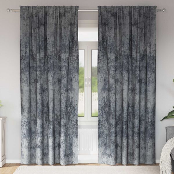 vidaXL Rideaux en velours 2 pcs avec œillets gris argenté 225x140 cm