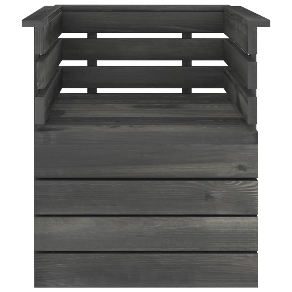 vidaXL Fauteuil de jardin Bois de pin massif Gris foncé
