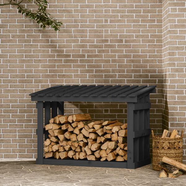 vidaXL Support pour bois de chauffage Gris 108x64,5x77 cm Bois de pin