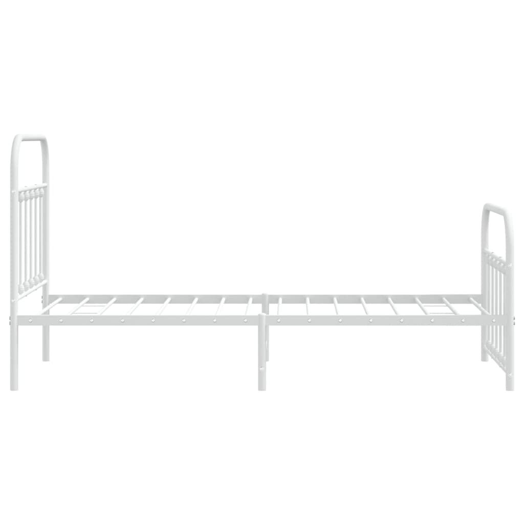 vidaXL Cadre de lit métal sans matelas avec pied de lit blanc 90x190cm
