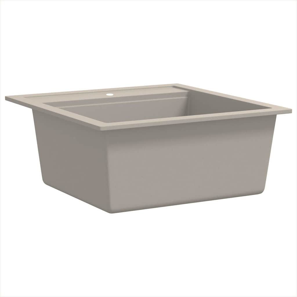vidaXL Évier de cuisine Granit Seul lavabo Beige