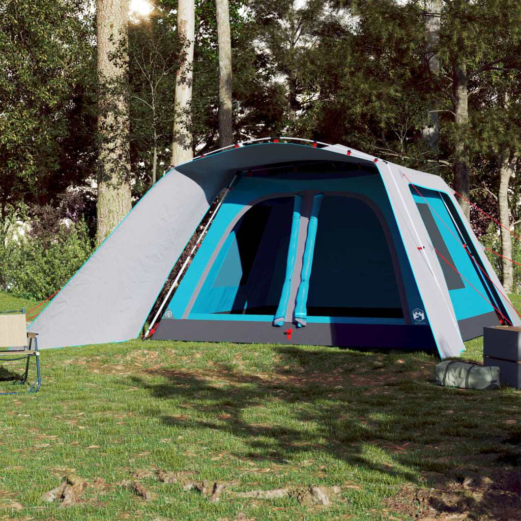 vidaXL Tente familiale avec porche 9 personnes bleu dégagement rapide