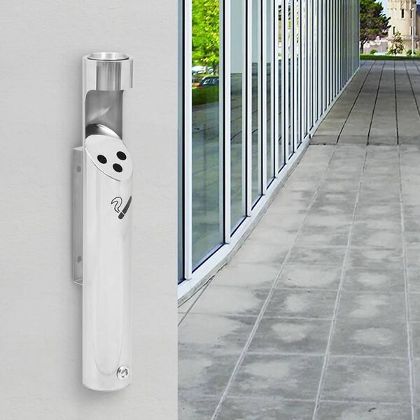 vidaXL Cendrier à fixation murale Acier inoxydable