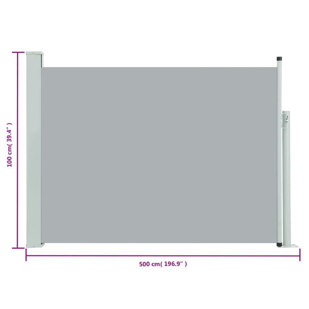 vidaXL Auvent latéral rétractable de patio 100x500 cm Gris
