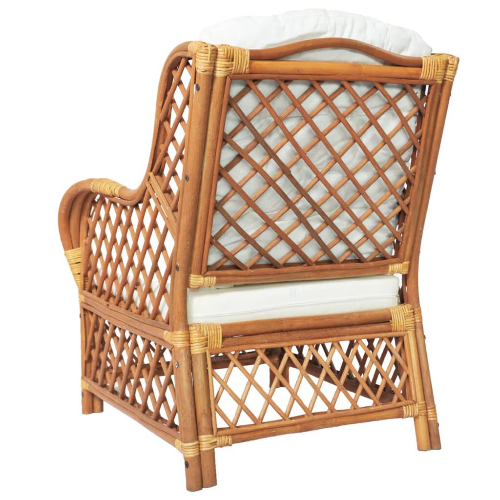 vidaXL Canapé avec coussin Marron clair Rotin naturel et lin