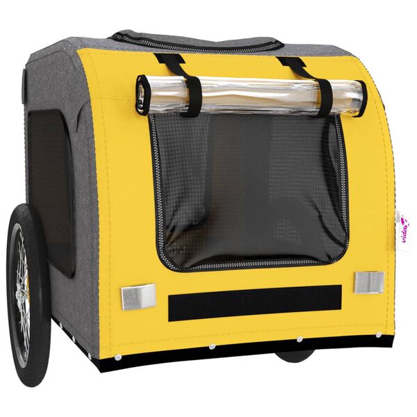 vidaXL Remorque de vélo pour animaux de compagnie jaune et gris