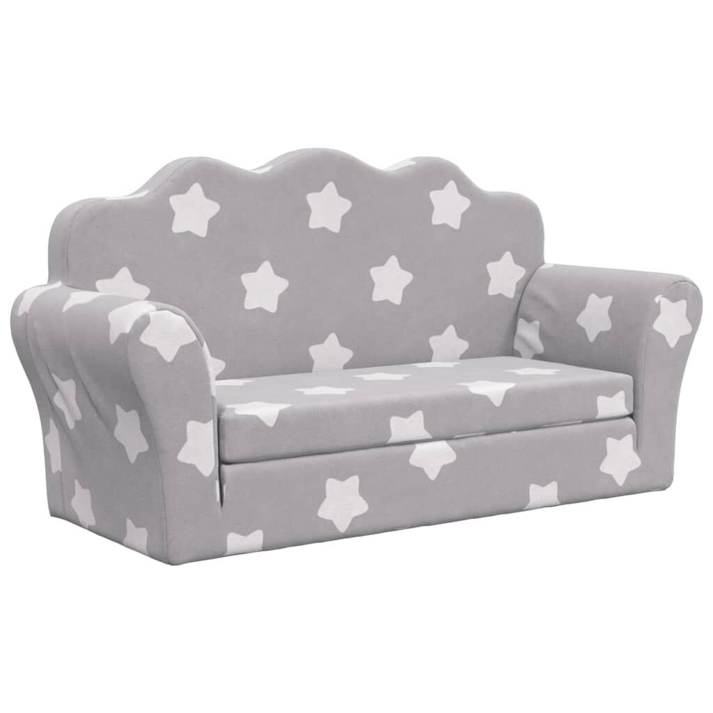 vidaXL Canapé-lit enfant 2 places gris clair étoiles peluche douce