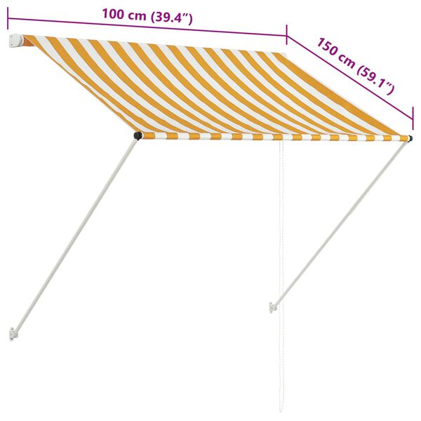 vidaXL Auvent rétractable 100x150 cm Jaune et blanc