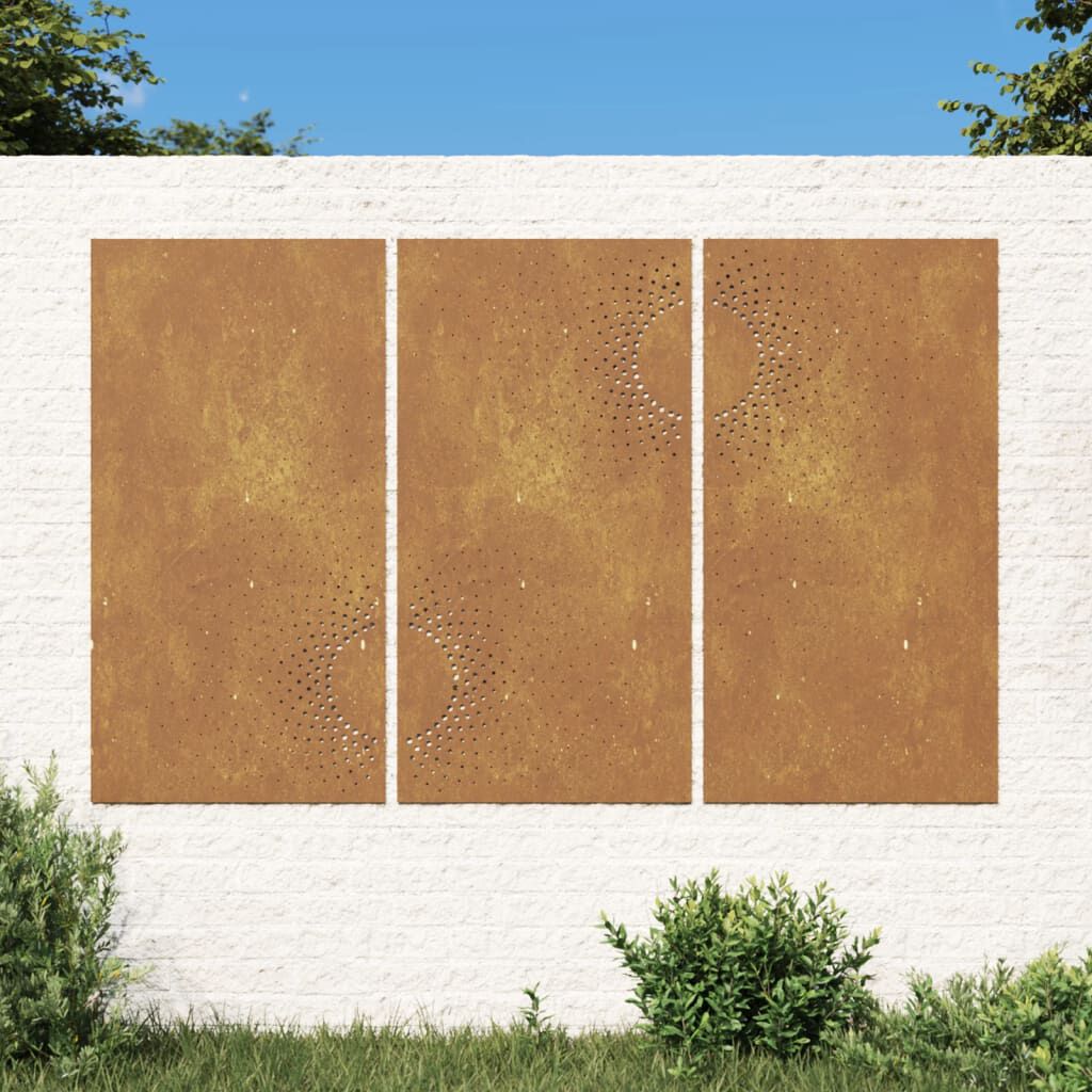 vidaXL Décorations murales jardin 3 pcs 105x55 cm design du soleil
