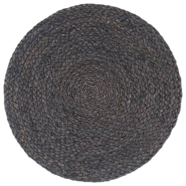 vidaXL Napperons 4 pcs Gris foncé Plain 38 cm Rond Jute