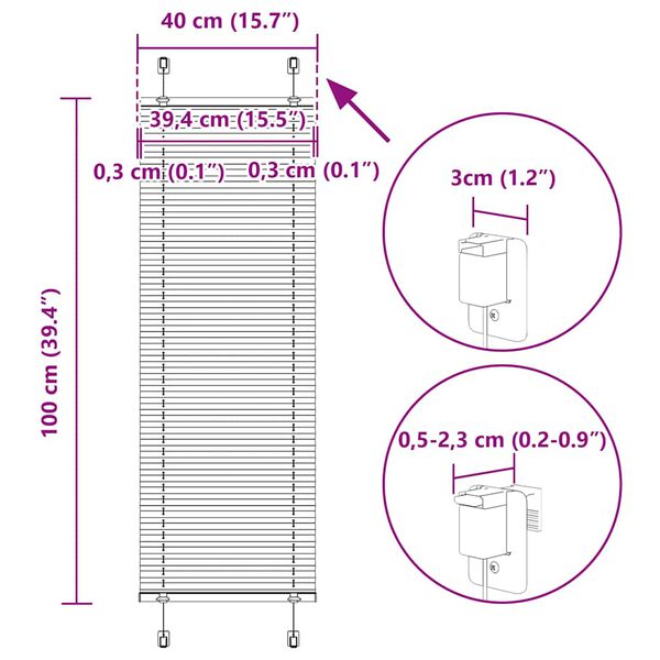 vidaXL Store plissé vert pétrole 40x100 cm largeur du tissu 39,4 cm