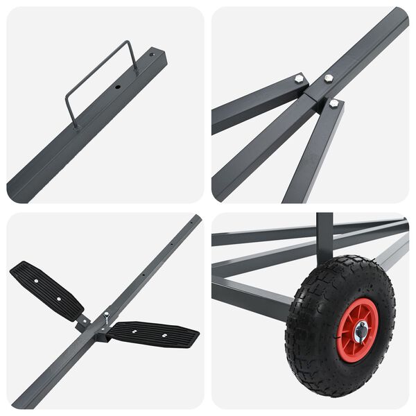vidaXL Remorque de bateau 212-302 cm Longueur ajustable 160 kg Acier