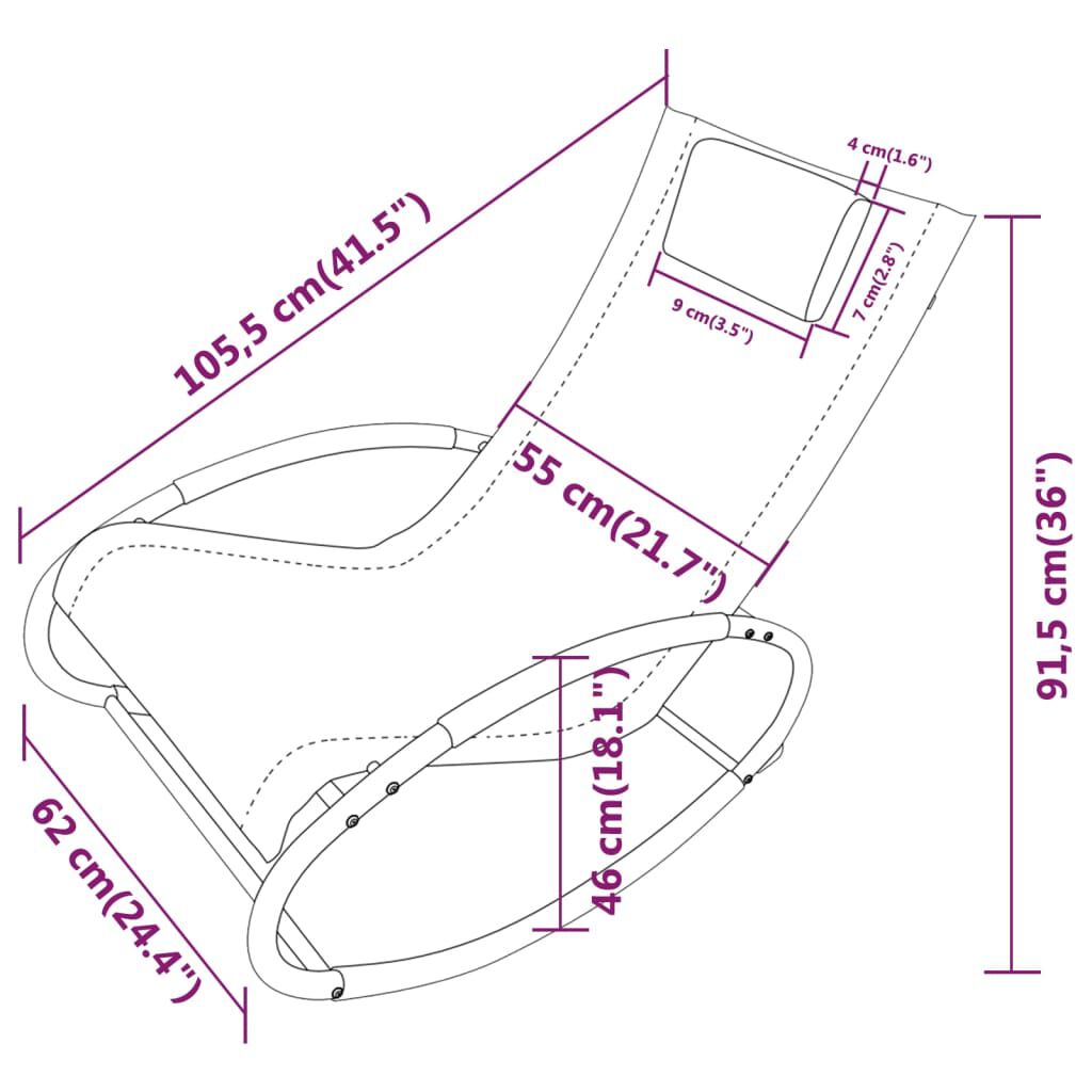 vidaXL Chaise longue avec oreiller acier et textilène crème