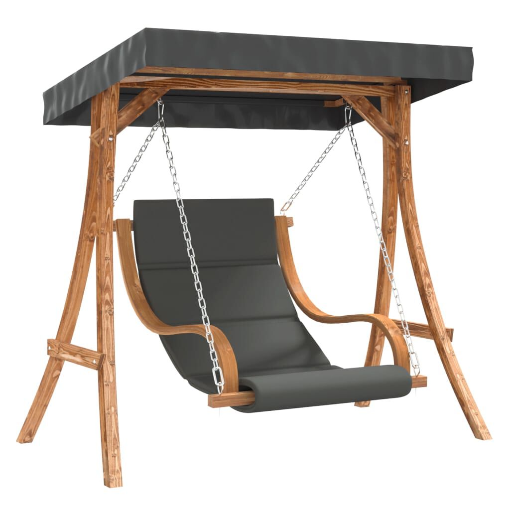 vidaXL Chaise balançoire avec coussin et auvent bois massif d'épicéa