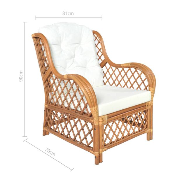 vidaXL Canapé avec coussin Marron clair Rotin naturel et lin