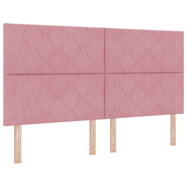 vidaXL Tête de lit en velours rose avec motif de blocs diamant de 180 cm