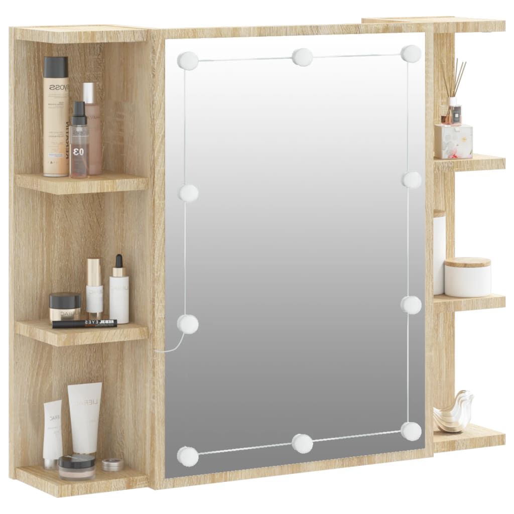 vidaXL Armoire à miroir avec LED Chêne sonoma 70x16,5x60 cm