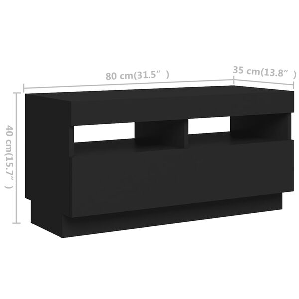 vidaXL Meuble TV avec lumières LED Noir 180x35x40 cm