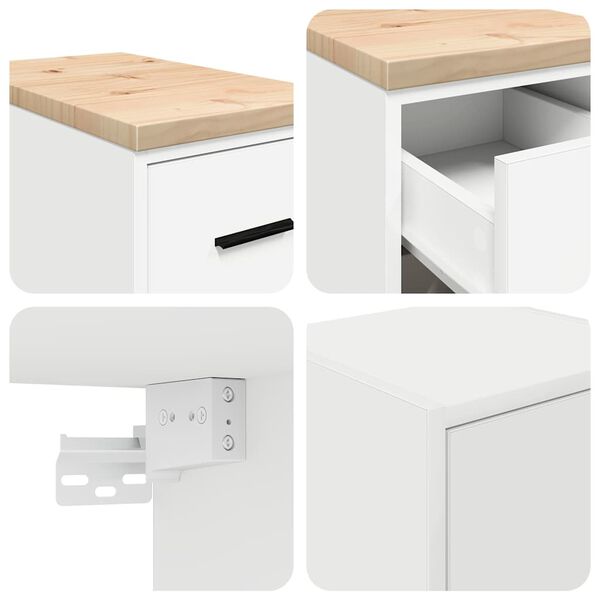 vidaXL Armoires de garage 2 pcs blanc bois d'ingénierie