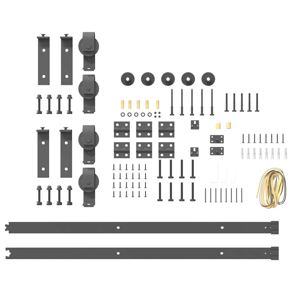 vidaXL Kit de quincaillerie de porte coulissante 183 cm Acier Noir