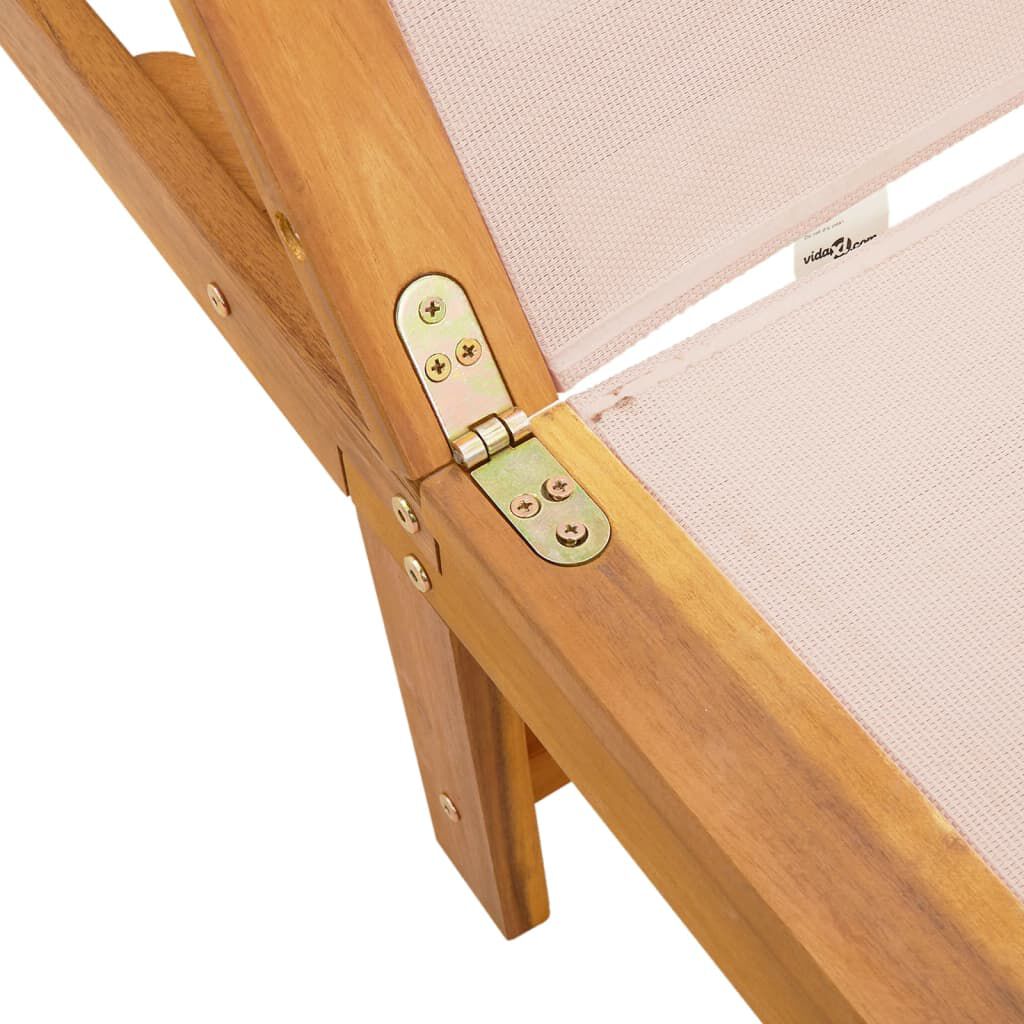 vidaXL Chaise longue et table crème bois d'acacia solide et textilène