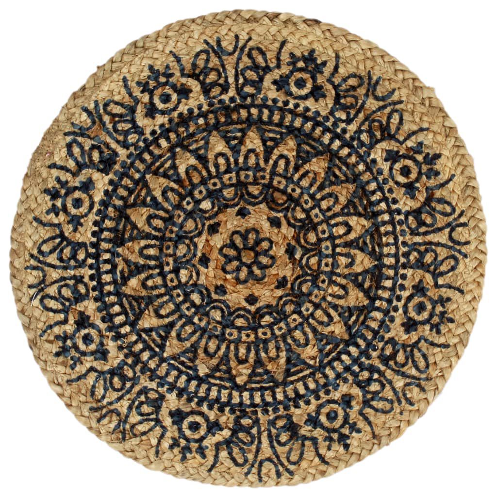 vidaXL Napperons 4 pcs Bleu foncé 38 cm Rond Jute