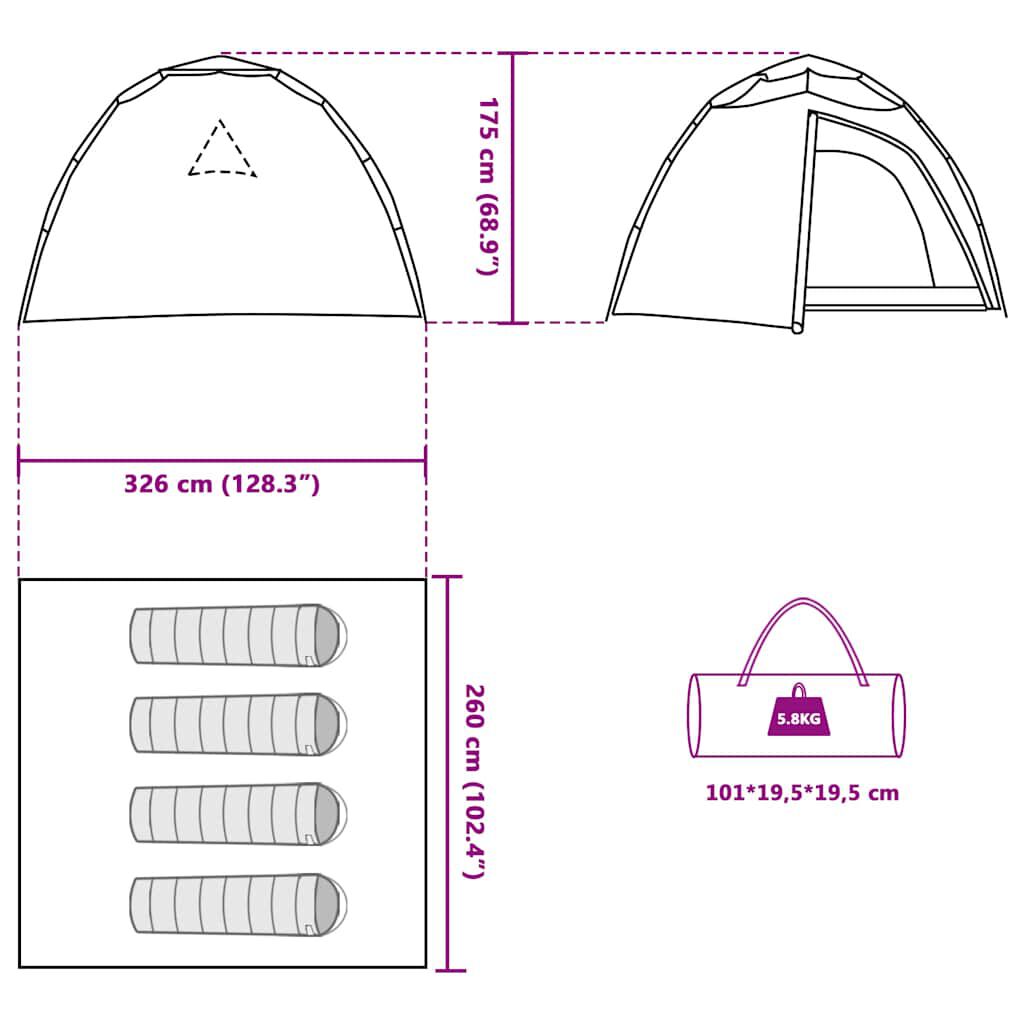 vidaXL Tente de camping à dôme 4 personnes vert libération rapide