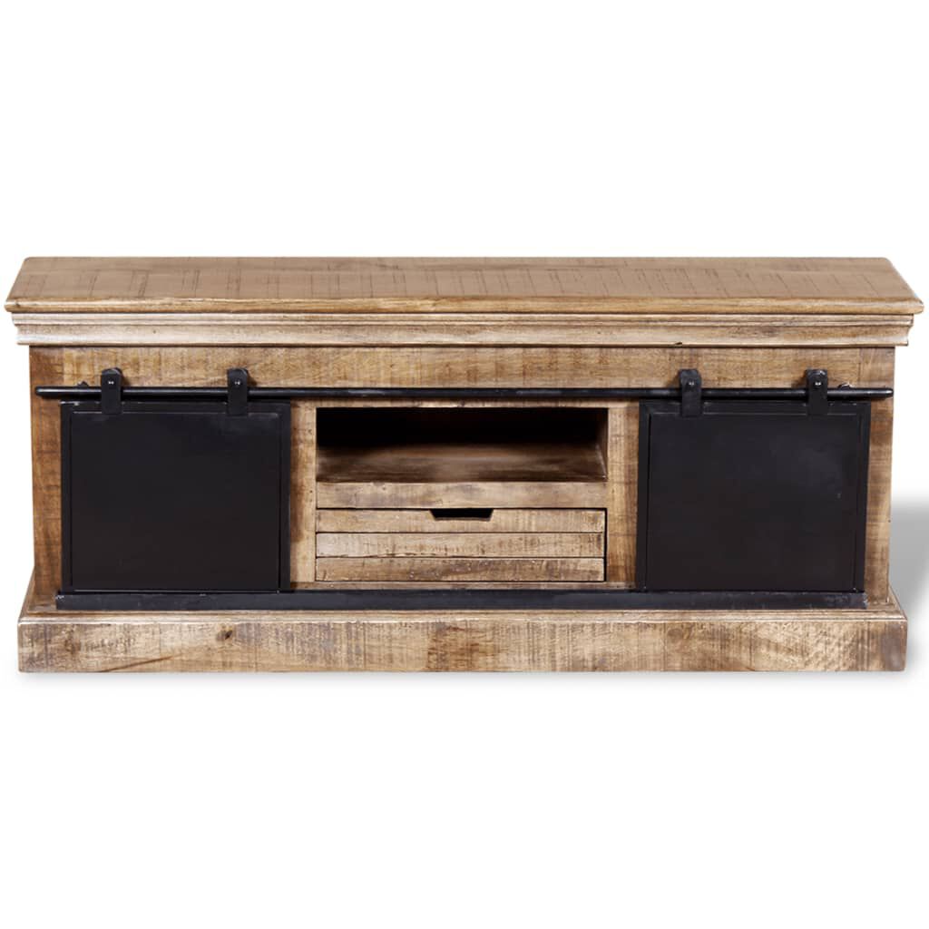 vidaXL Meuble TV avec 2 portes coulissantes Bois de manguier massif