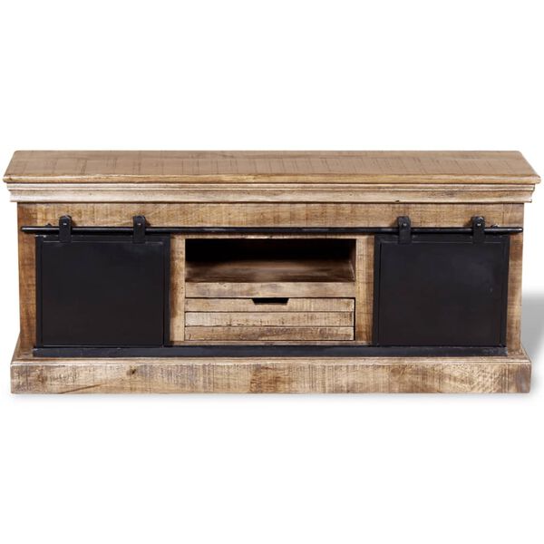 vidaXL Meuble TV avec 2 portes coulissantes Bois de manguier massif