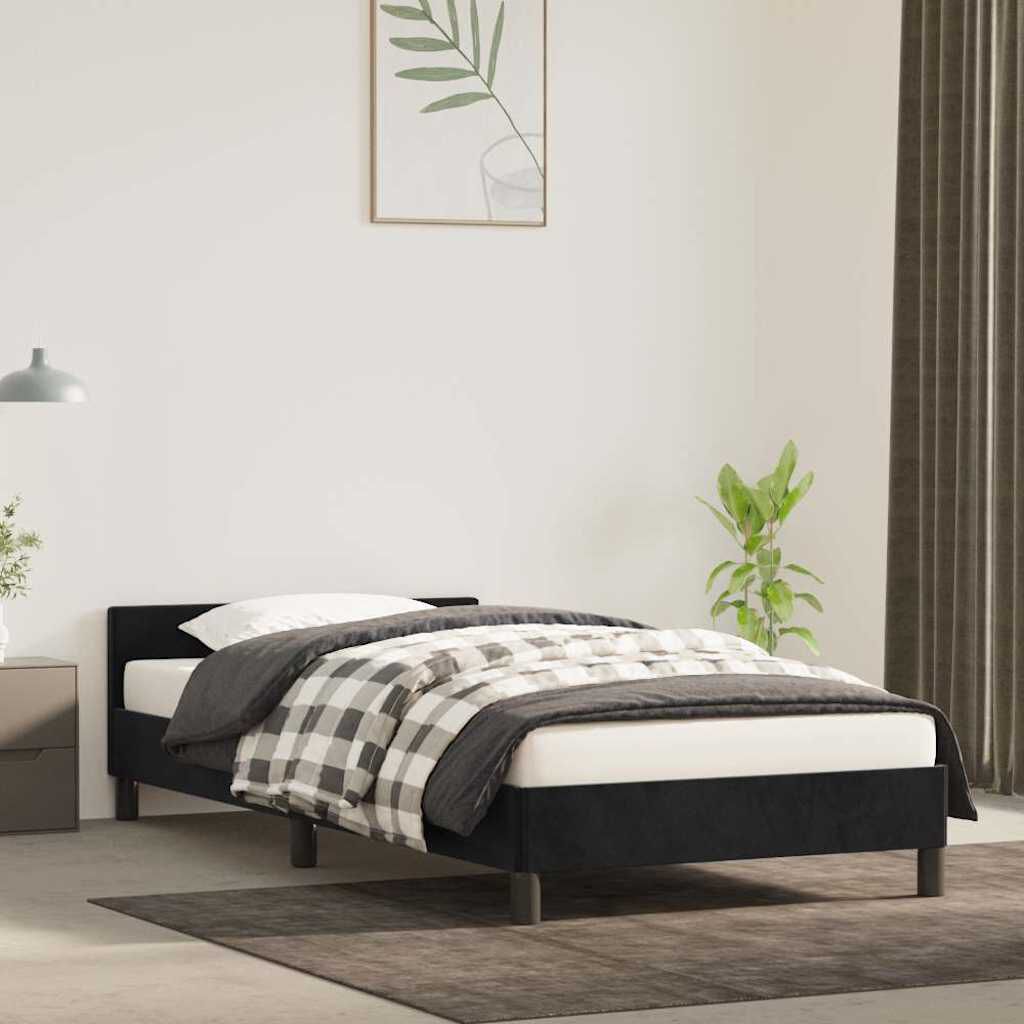 vidaXL Cadre de lit et tête de lit sans matelas noir 90x200 cm velours