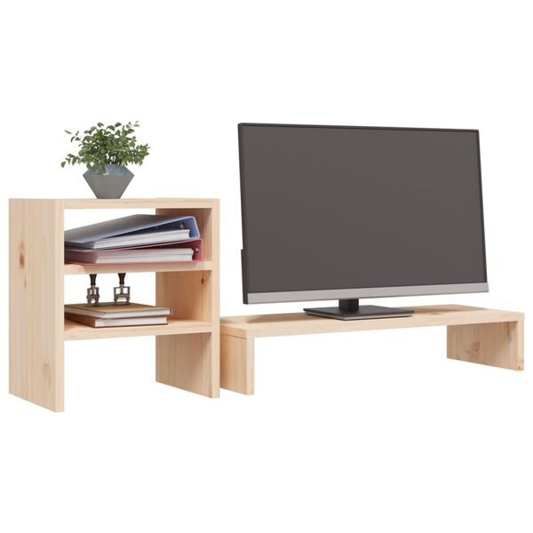 vidaXL Support pour moniteur 81x20x30 cm Bois de pin solide