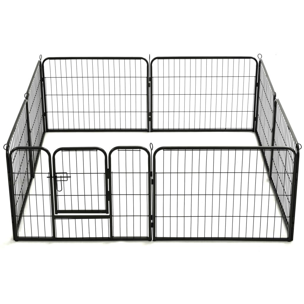 vidaXL Parc pour chiens 8 panneaux Acier 60 x 80 cm Noir
