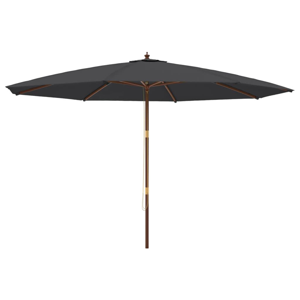 vidaXL Parasol de jardin avec mât en bois noir 400x273 cm