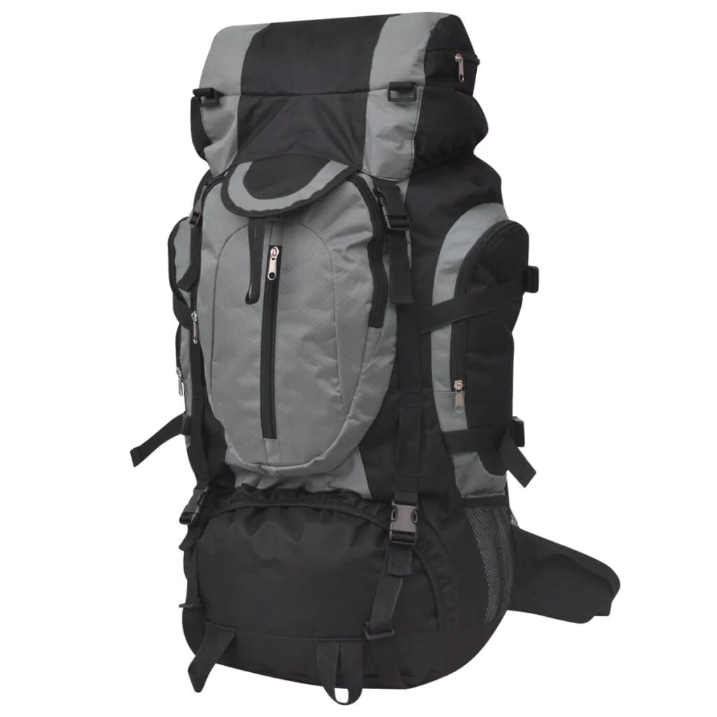 vidaXL Sac à dos de randonnée XXL 75 L noir et gris