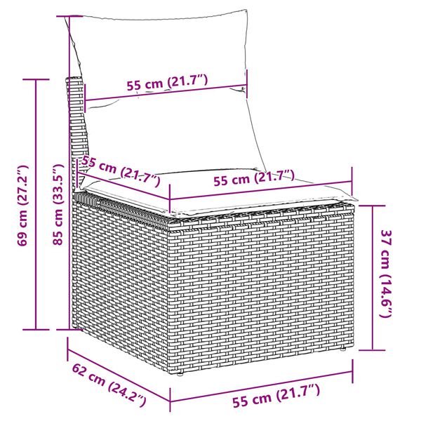 Ensemble de canapé de jardin vidaXL 7 pièces avec coussins gris clair poly rattan