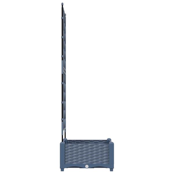 vidaXL Jardinière avec treillis grise 40x40x125,5 cm
