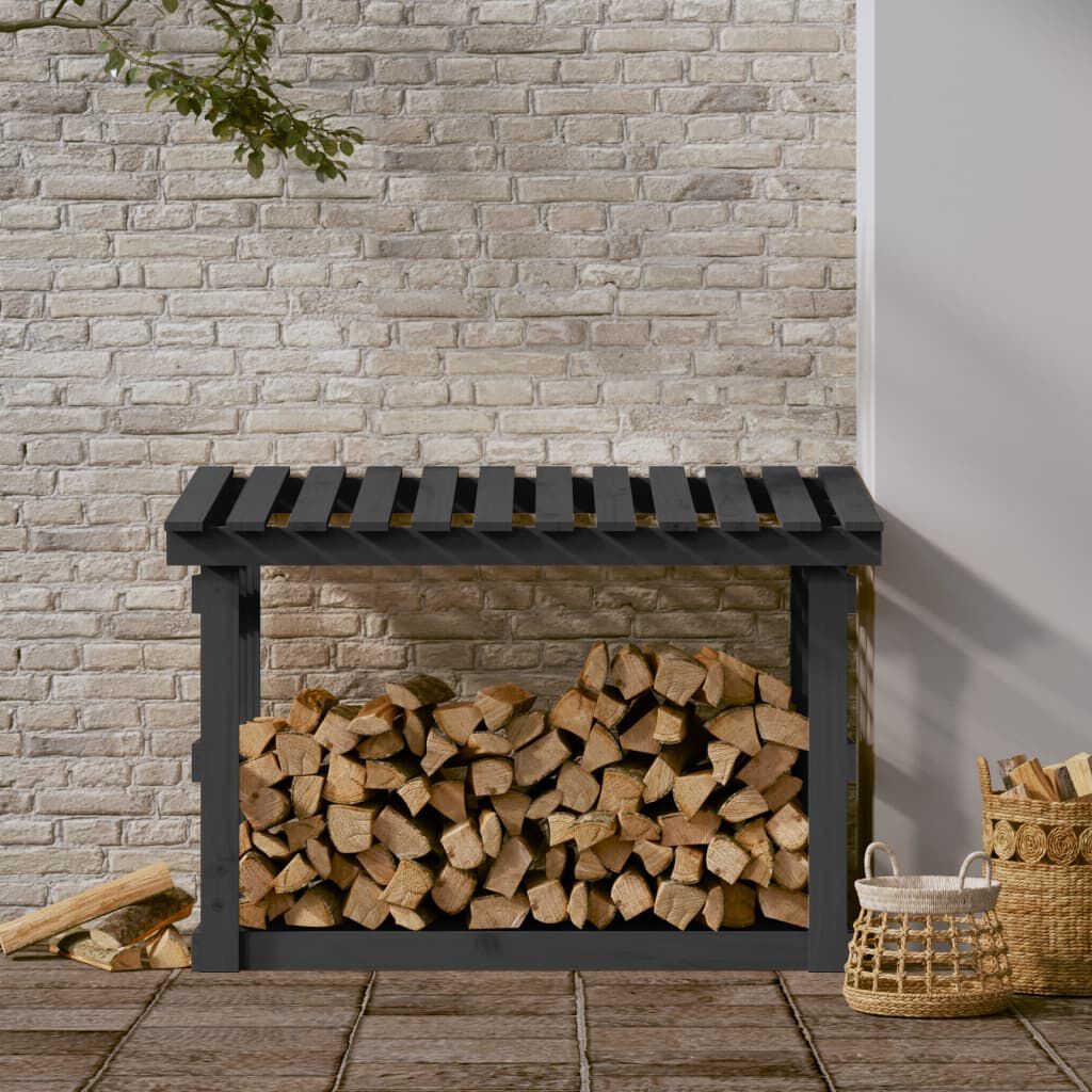 vidaXL Support pour bois de chauffage Gris 108x64,5x77 cm Bois de pin