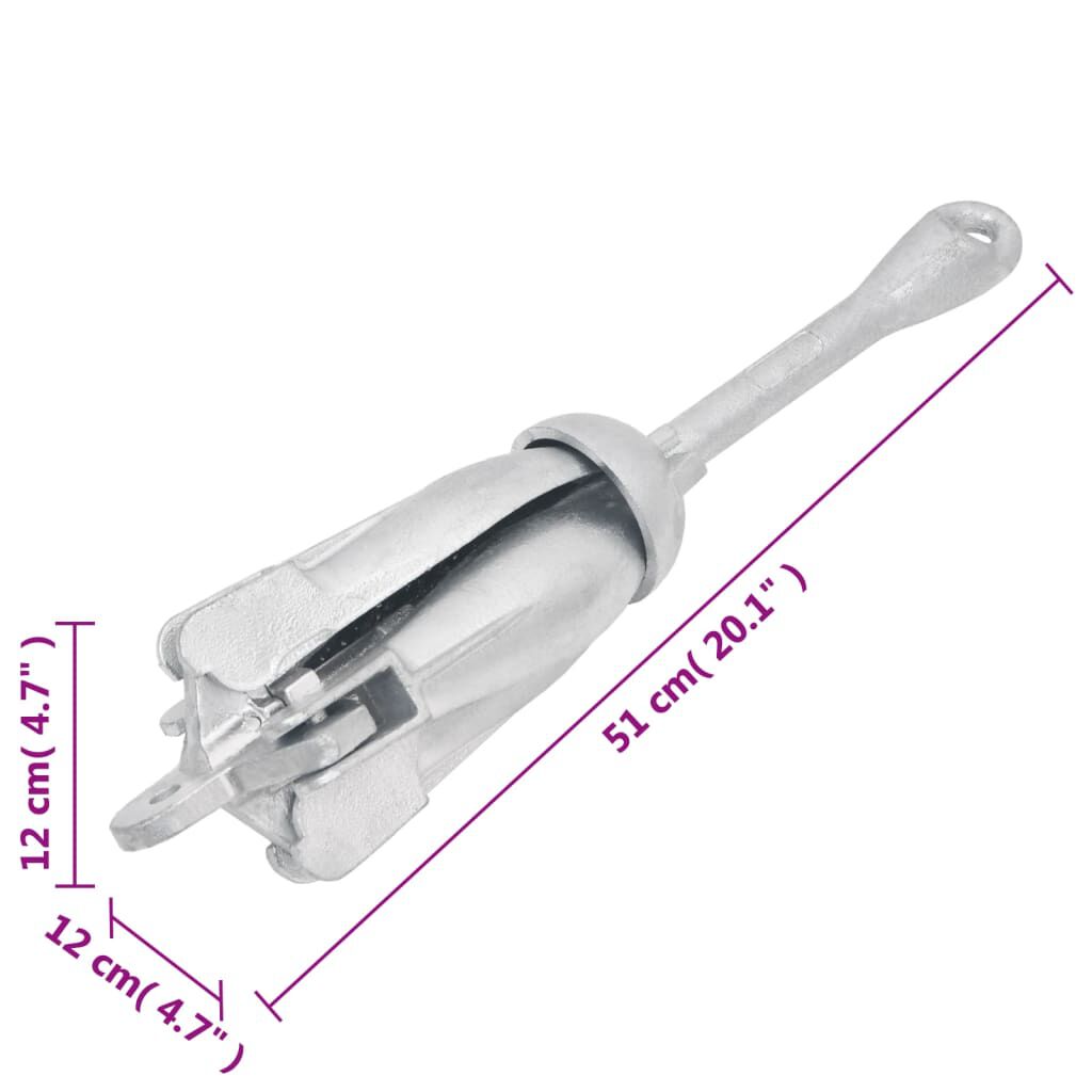 vidaXL Ancre pliable argenté 6 kg fonte galvanisée à chaud