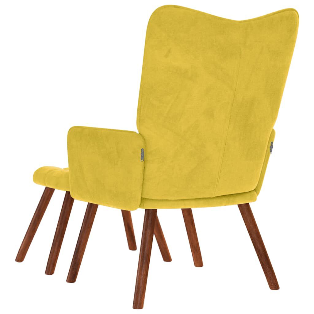 vidaXL Chaise de relaxation avec tabouret jaune velours