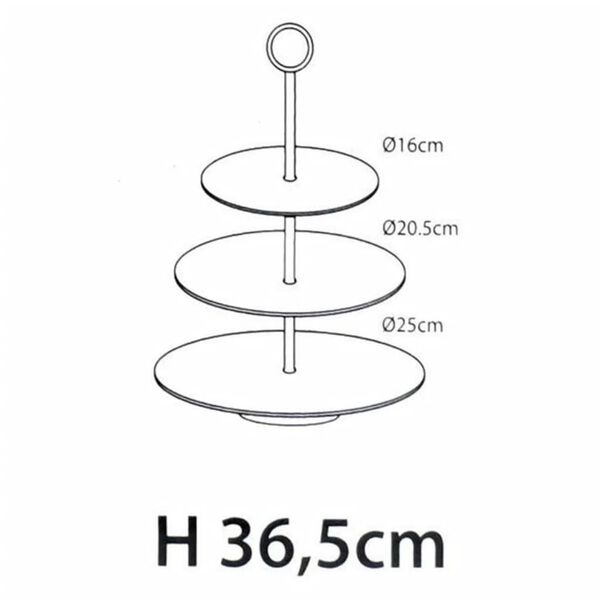 Excellent Houseware Support de service 3 niveaux 36,5 cm Noir mat