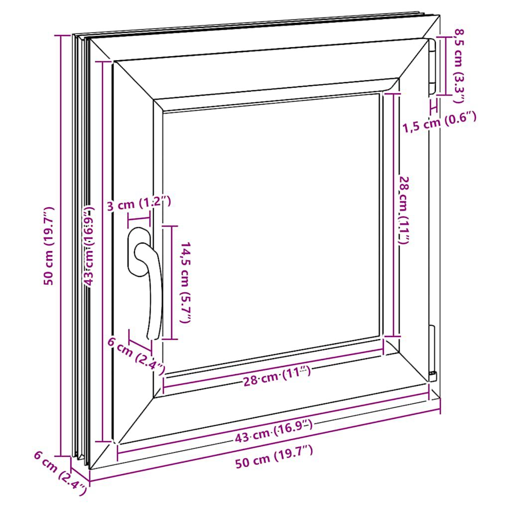 vidaXL Fenêtre de sous-sol« RISOR » 50 x 50 cm oscillo-battante DIN droite anthracite
