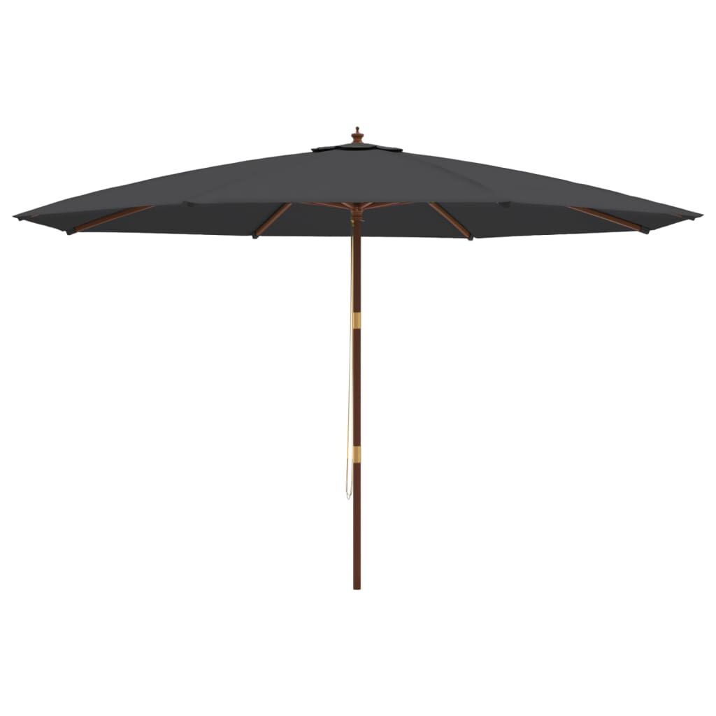 vidaXL Parasol de jardin avec mât en bois noir 400x273 cm