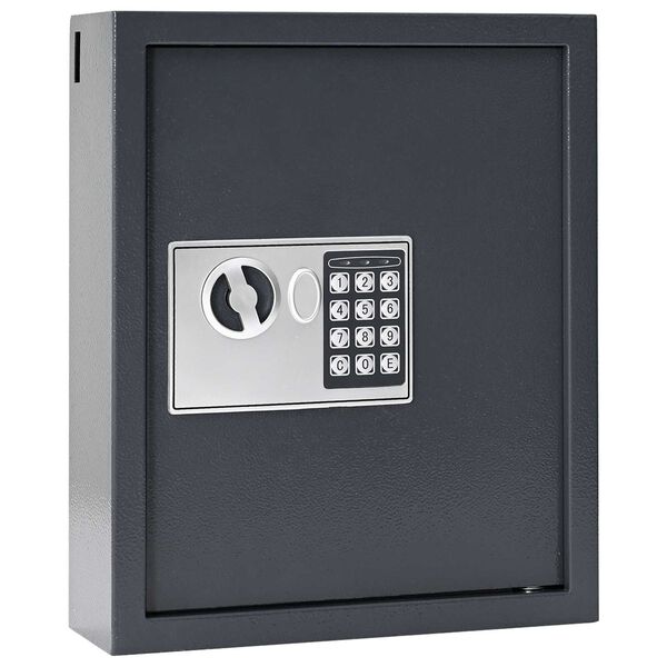 vidaXL Coffre-fort à serrure à clavier Gris gunmetal Acier, Chrome Moyen