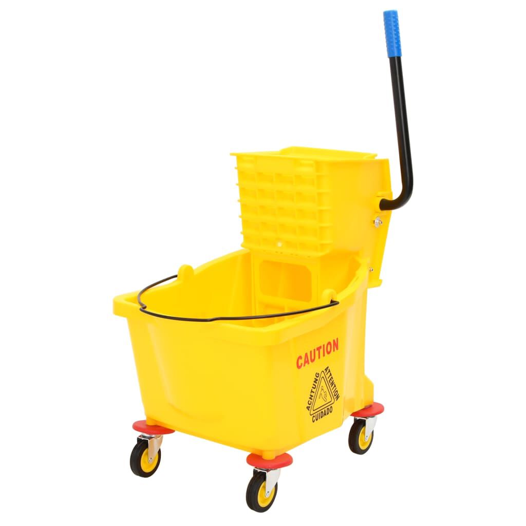vidaXL Seau à serpillière avec essoreuse et roues jaune 36 L PP
