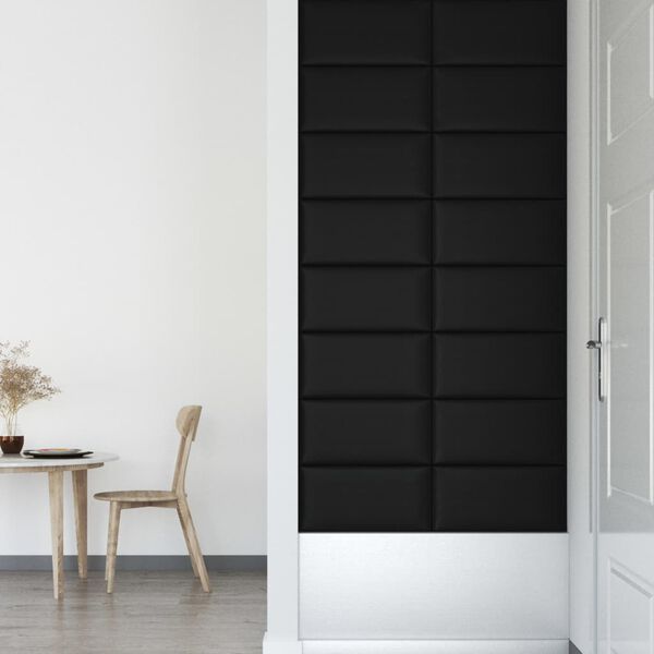 vidaXL Panneaux muraux 12 pcs Noir 60x30 cm Similicuir 2,16 m²