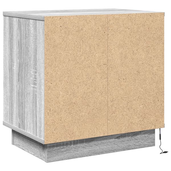 vidaXL Table de chevet avec LED Gris Sonoma 50x34,5x50 cm